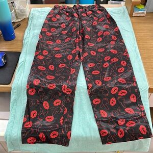 Vintage PLAYBOY Black and Red Lip Print PJ bottoms